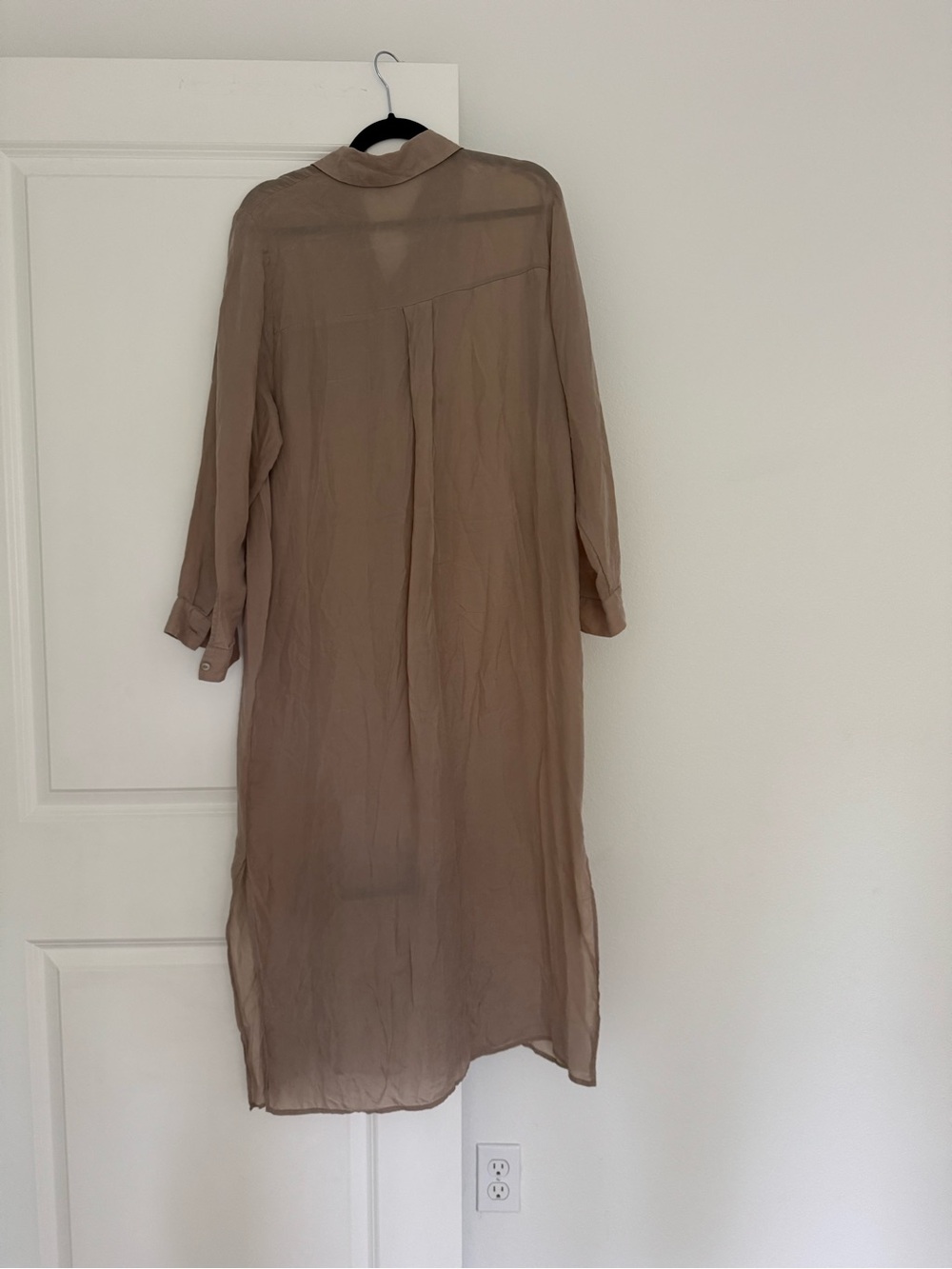 NEW ZARA women’s 100% Cupro oversized button down maxi shirt dress size MEDIUM - Picture 6 of 8